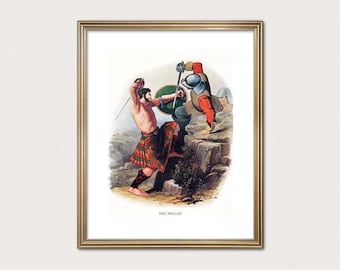 MacMillan Clan Warrior — R.R. McIan, 1845. Highland Clan Print. Scottish Tartan Art. (Museum Quality Print)