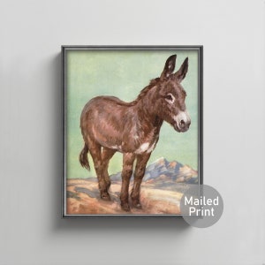 1930s Donkey Art Print --- vintage western decor vintage western art, ranch wall art, rustic burro art, antique donkey print