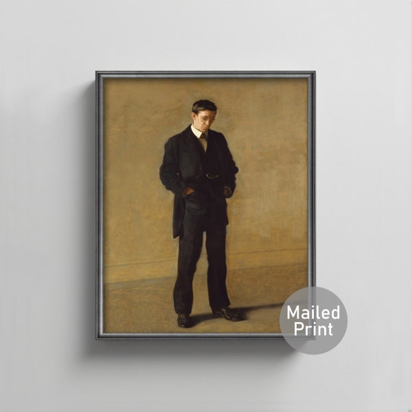 The Thinker 1900s Edwardian Man Portrait Painting --- masculine wall art, vintage mens suit, sophisticated fashion wall art