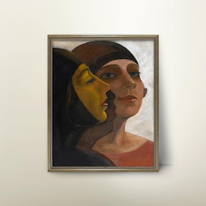 1920s Art Deco Woman - Moody Portrait Print, Vintage Boho Wall Art