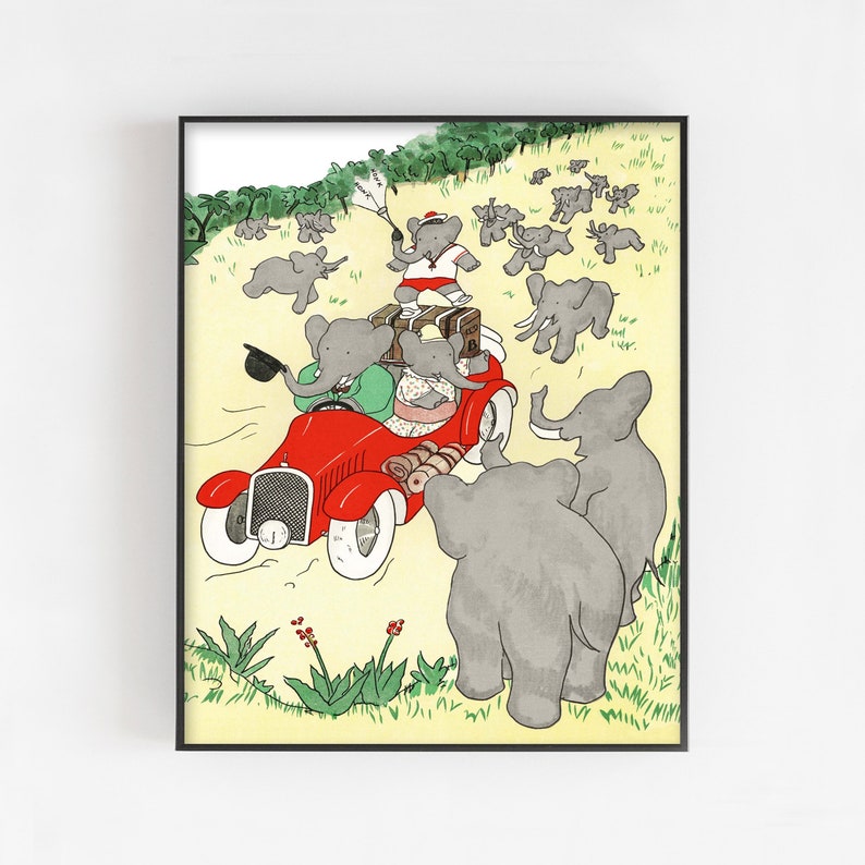 Babar the Elephant Nursery Wall Art Travel Nursery Decor Boy Etsy