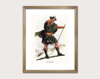 Sutherland Clan Traveler — R.R. McIan, 1845. Highland Clan Print. Scottish Tartan Art. (Museum Quality Print)