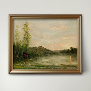 The Seine Morning, 1870s Charles Francois Daubigny Landscape Art -- french landscape wall art, river landscape painting