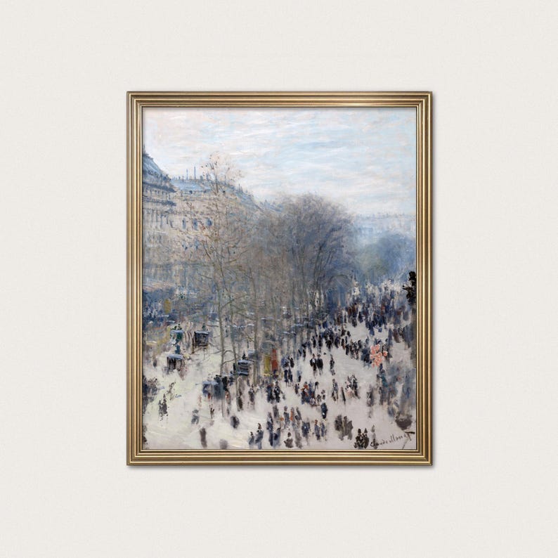 Monet Art Print - Rainy Day Paris Cityscape, Vintage Street Scene afbeelding 1