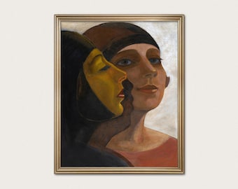 1920s Art Deco Woman - Moody Portrait Print, Vintage Boho Wall Art