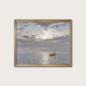 Neutral Coastal Wall Art - Luminous Sunset, Scandinavian Seascape