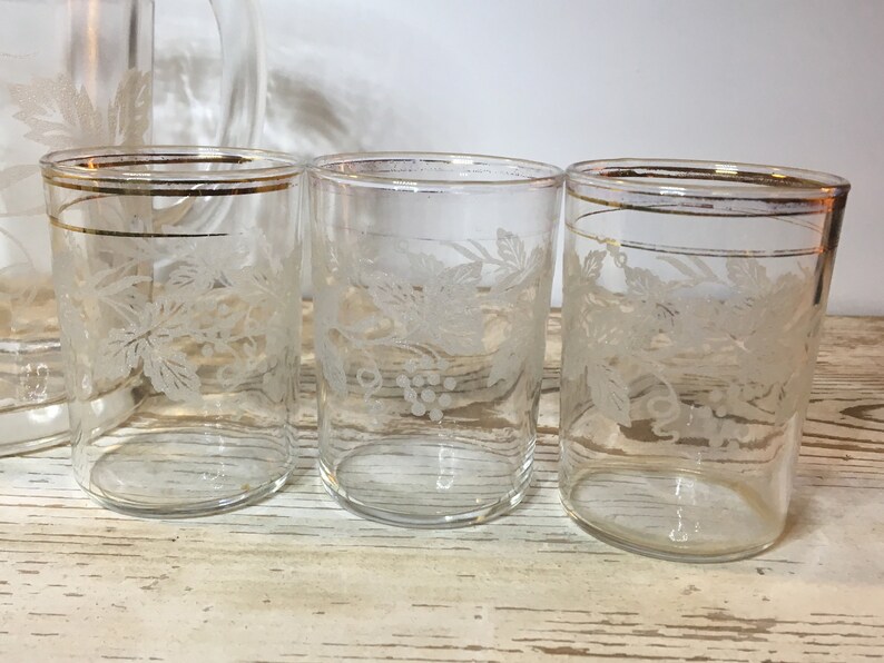 Midcentury Bartlett and Collins Glass Pitcher and 3 Glasses Etsy