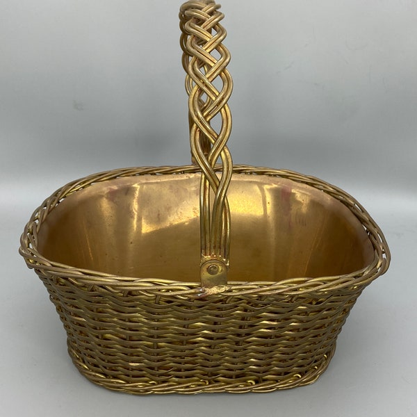 Woven Brass Basket Etsy