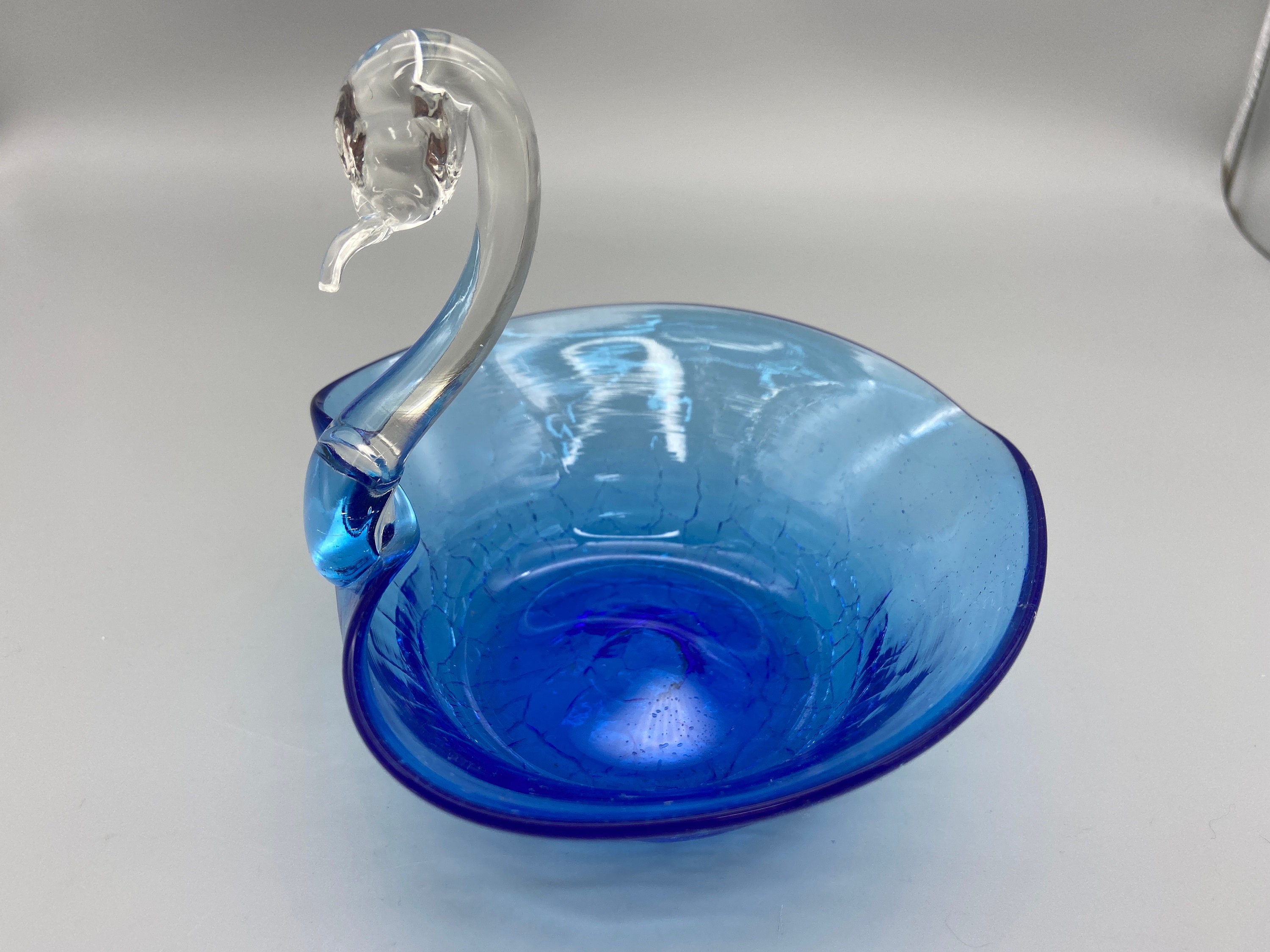 Pilgrim Blue & Clear Glass Swan Bowl Etsy