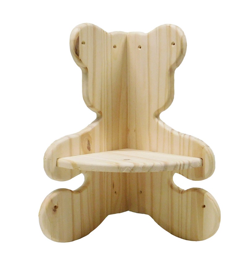 Teddy Bear Corner Shelf for Nursery or Childs Room Solid Rustic Pine