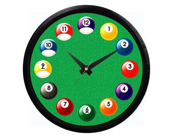 Pool Room Wall Clock Man Cave Decor Gift