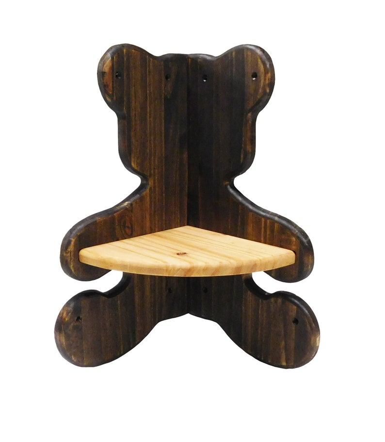 Teddy Bear Corner Shelf for Nursery or Childs Room Solid Rustic Pine