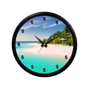 Beach Scene with Palm Trees Wall Clock