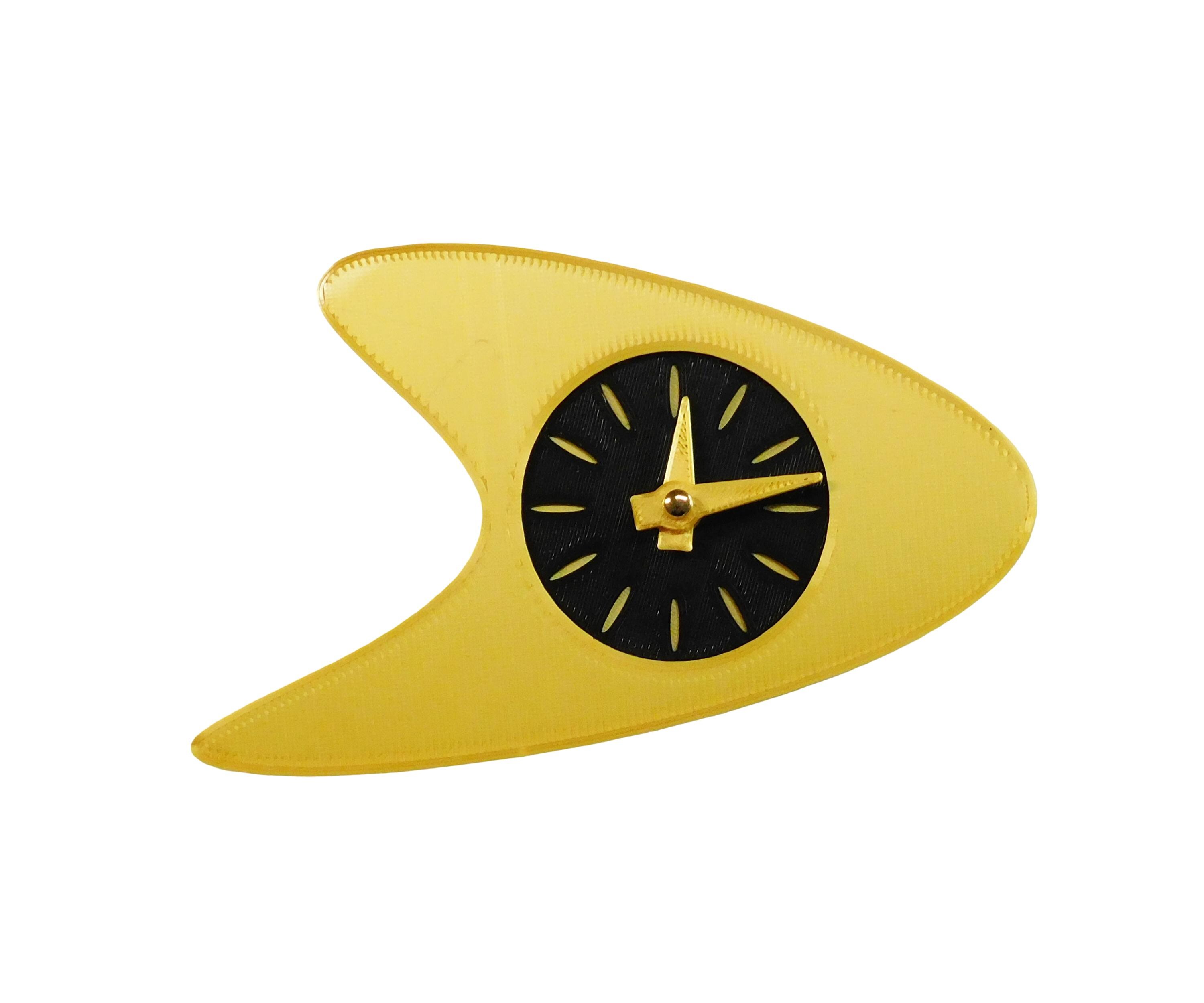 Small Mid Century Modern Boomerang Wall Clock – Retro Atomic Clock – 3D ...