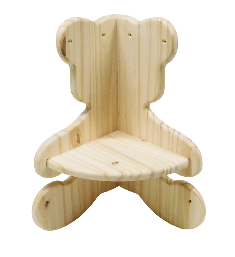 Teddy Bear Corner Shelf for Nursery or Childs Room Solid Rustic Pine