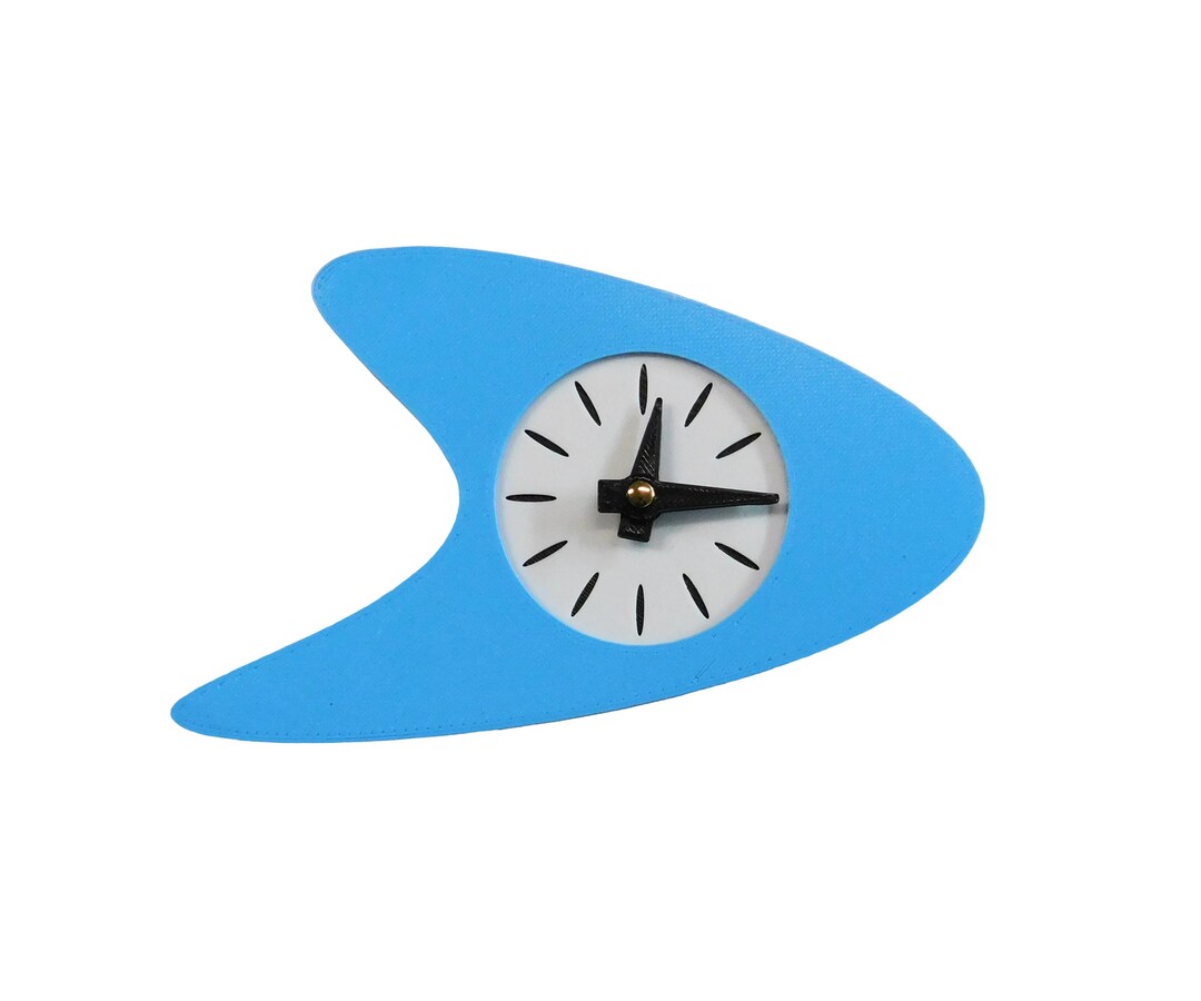 Small Mid Century Modern Boomerang Wall Clock – Retro Atomic Clock – 3D ...