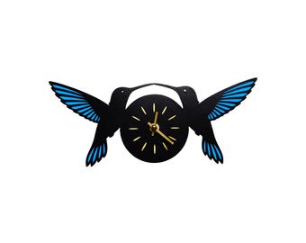 3D Printed Hummingbird Wall Clock, Modern Bird Clock, Nature Decor, Colorful Wing Clock, Small Silent Wall Clock, Bird Lover Gift, 12.5 Inch