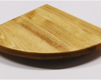 Round Front Corner Shelf Rustic Solid Pine with mounting hardware
