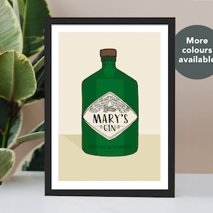Personalised Gin Print, Gin Gift, Gin Art Print, Gin Wall Art, Gin Lover, Kitchen Print