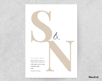 Couples Initiales Mariage Save The Dates | Minimaliste | Fête de fiançailles | Moderne | Élégant | Neutre | Personnalisé