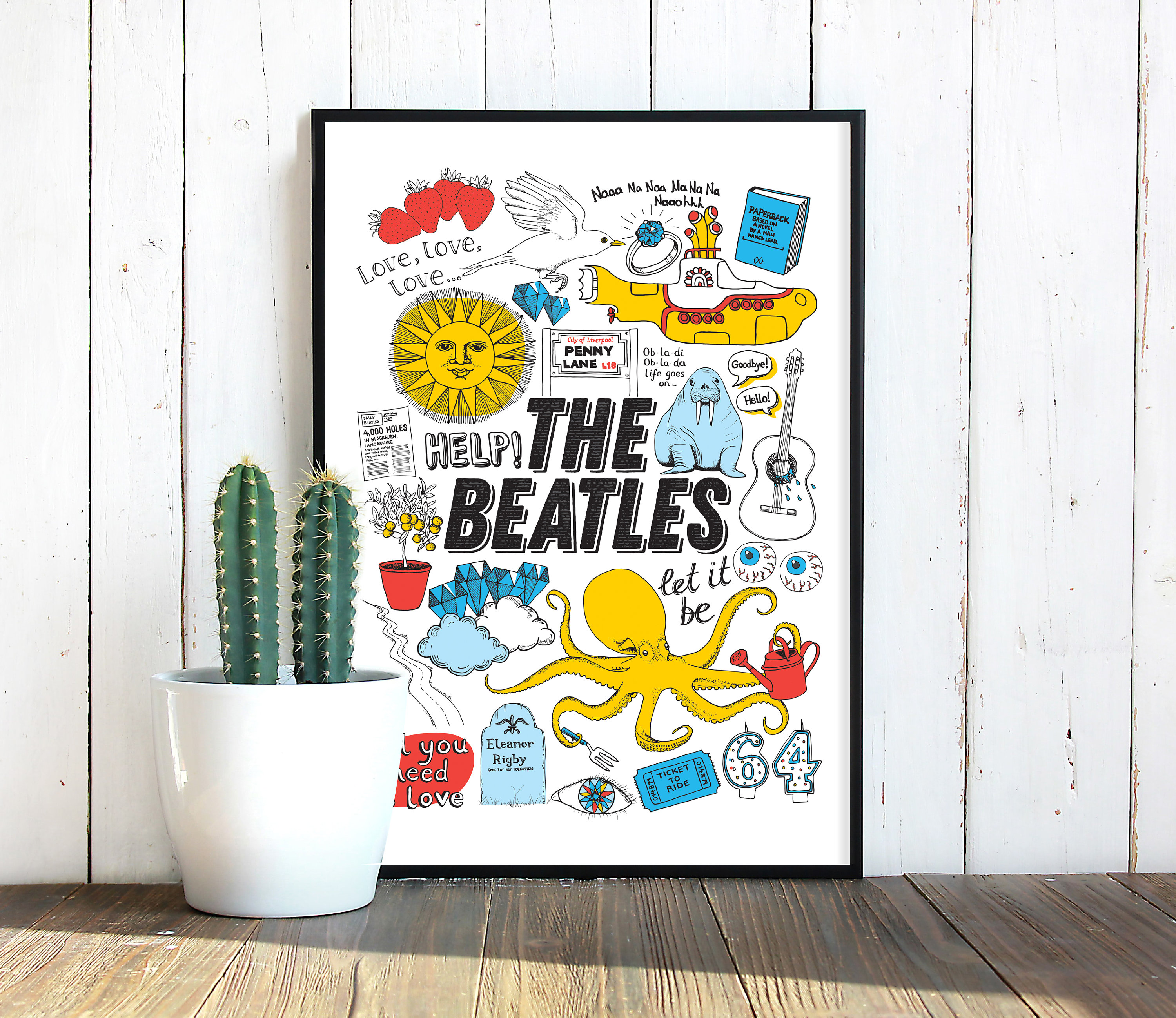 The Beatles Inspired Song Lyrics Print, Music Gift, Retro Poster