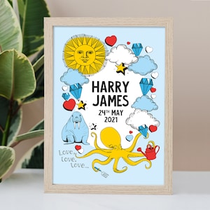 Personalised Birthday Print, New Baby Gift, Birth Date, Beatles Inspired - PRINT or DIGITAL FILE