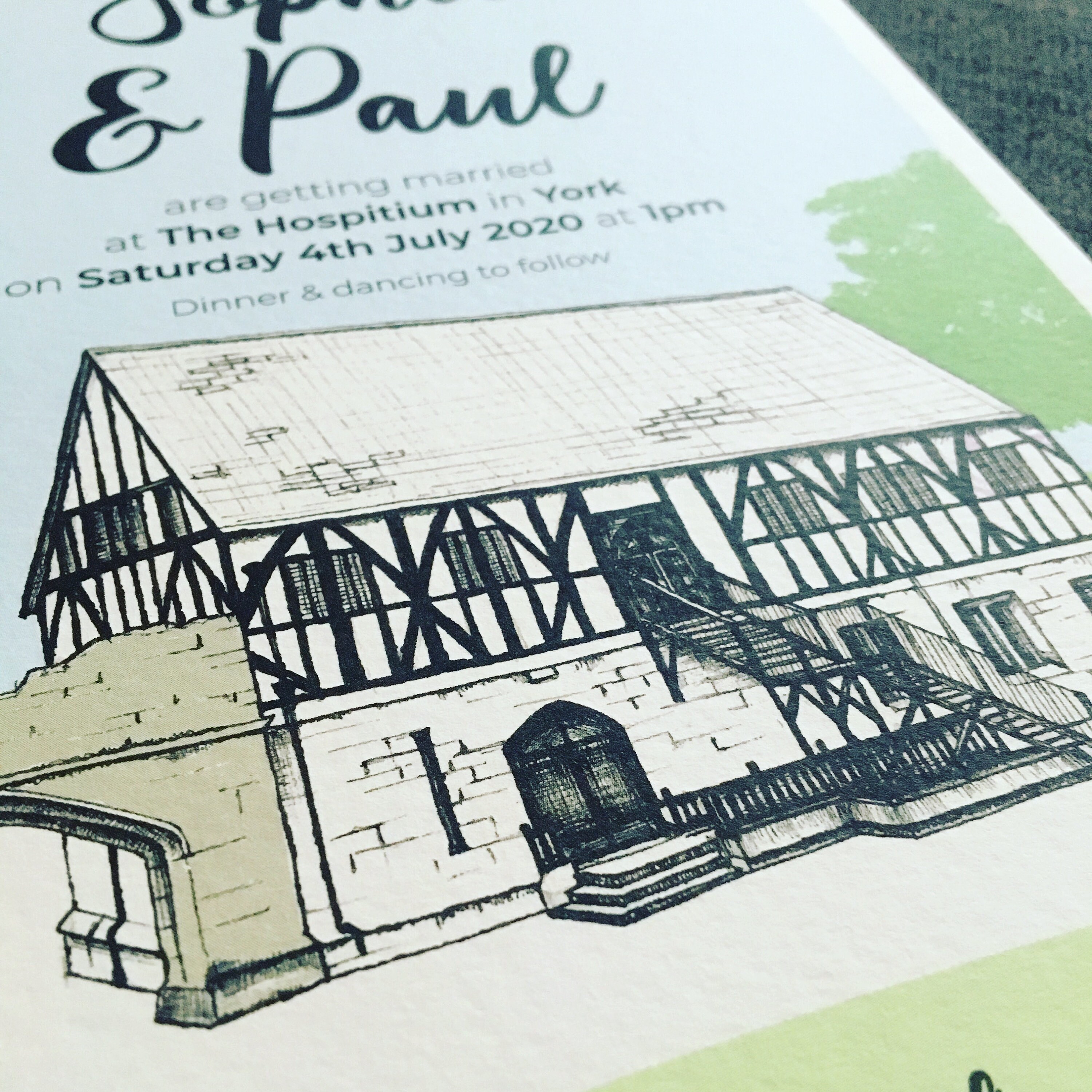 Personalised Wedding Venue Invitation / Bespoke Handdrawn Illustration ...