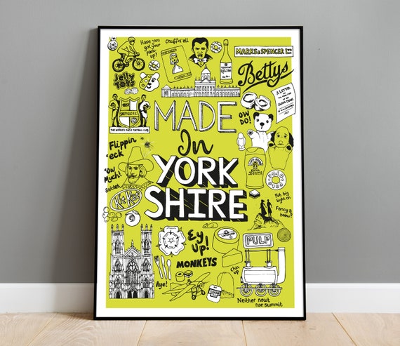 Made In Yorkshire Art Print, Yorkshire Gift, Travel Poster