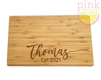 Custom Last Name Personalized Wedding Gift Couple Engraved Housewarming Cook Bridal Shower Bamboo Wood Cutting Board Chopping Board