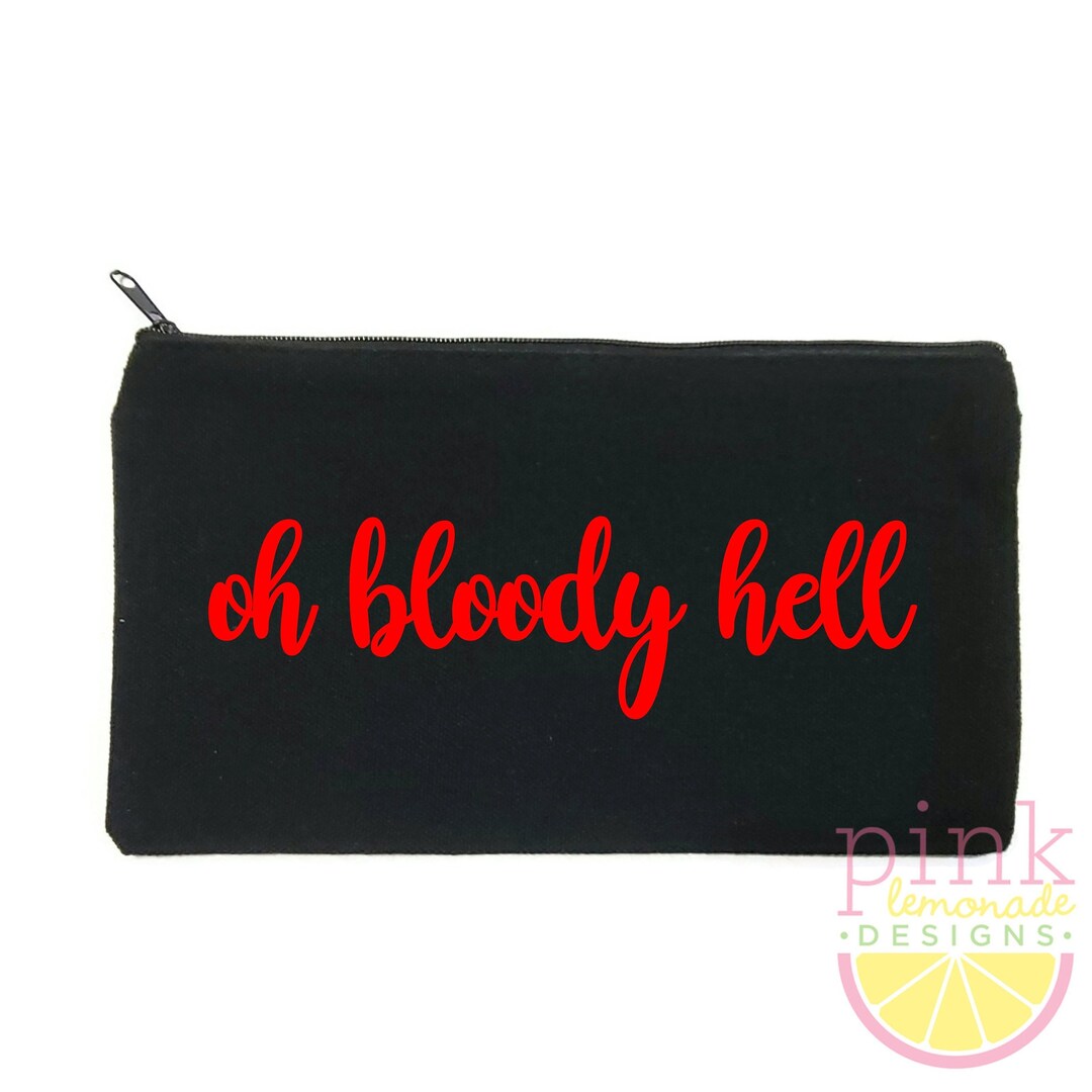 Schwarze Periodentasche – „Oh Bloody Hell“-Druck, Wasserdicht, Tragbar, Für Damenhygieneartikel