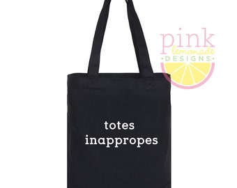 Tote Inappropes Black Canvas Tote Bag Snarky Irreverent Funny Gift Carryall Grocery Shopping Book Knitting Diabetes Bag
