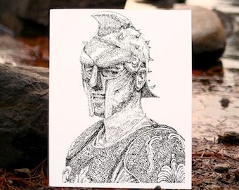 Impresión de retrato con texto en arte de gladiador