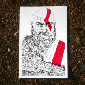 Kratos Word Art Portrait Print