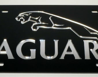 2x 3D Jaguar Stainless Steel Metal Chrome Mirror License Plate Frame Holder 