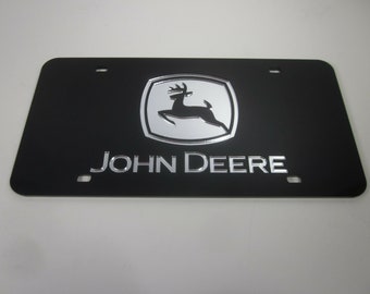 John Deere Laser Cut Acrylic Mirror License plate 3D Look