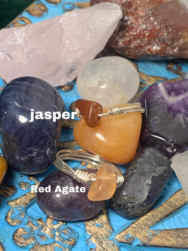 Wire Wrapped Crystal Rings
