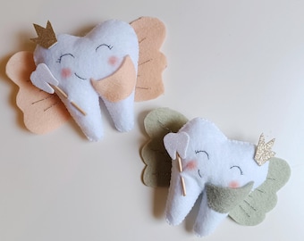 Zahnfee aus Filz mit Tasche für Münze|handgenäht für Jungen und Mädchen|Milchzähne