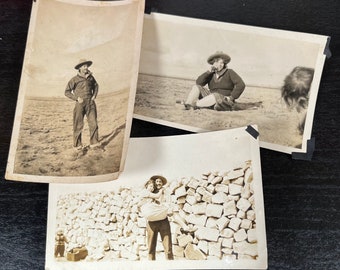 Antique Western Snapshot Photographs 1920s / 1930s Cool Fashionable Cowboy Couple Man Woman Arizona Desert