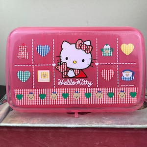 Vintage 1990s Hello Kitty Pencil Case Plastic Tray Pink Sanrio Box