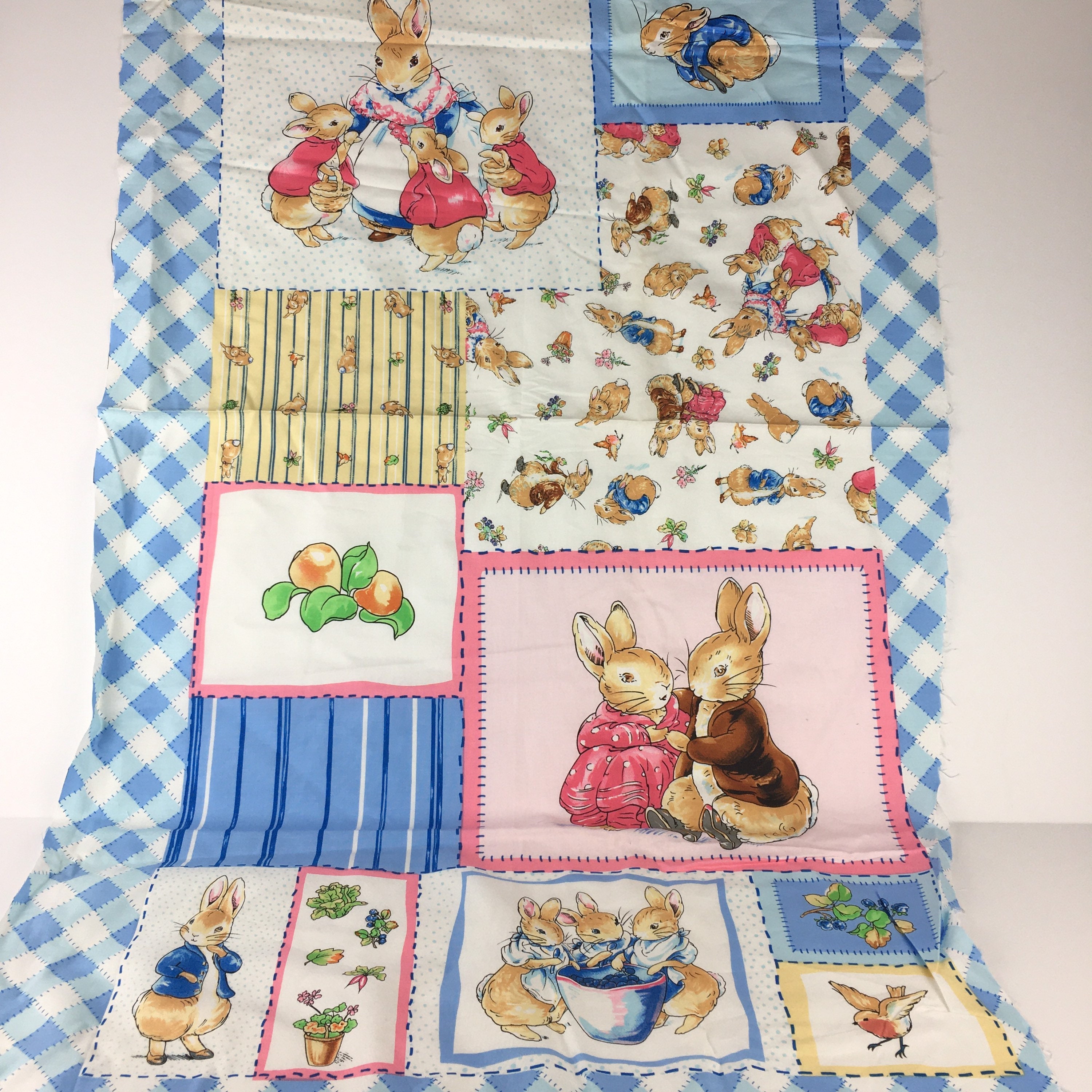 Peter Rabbit Beatrix Potter Fabric Panel Crib Quilt Top Etsy