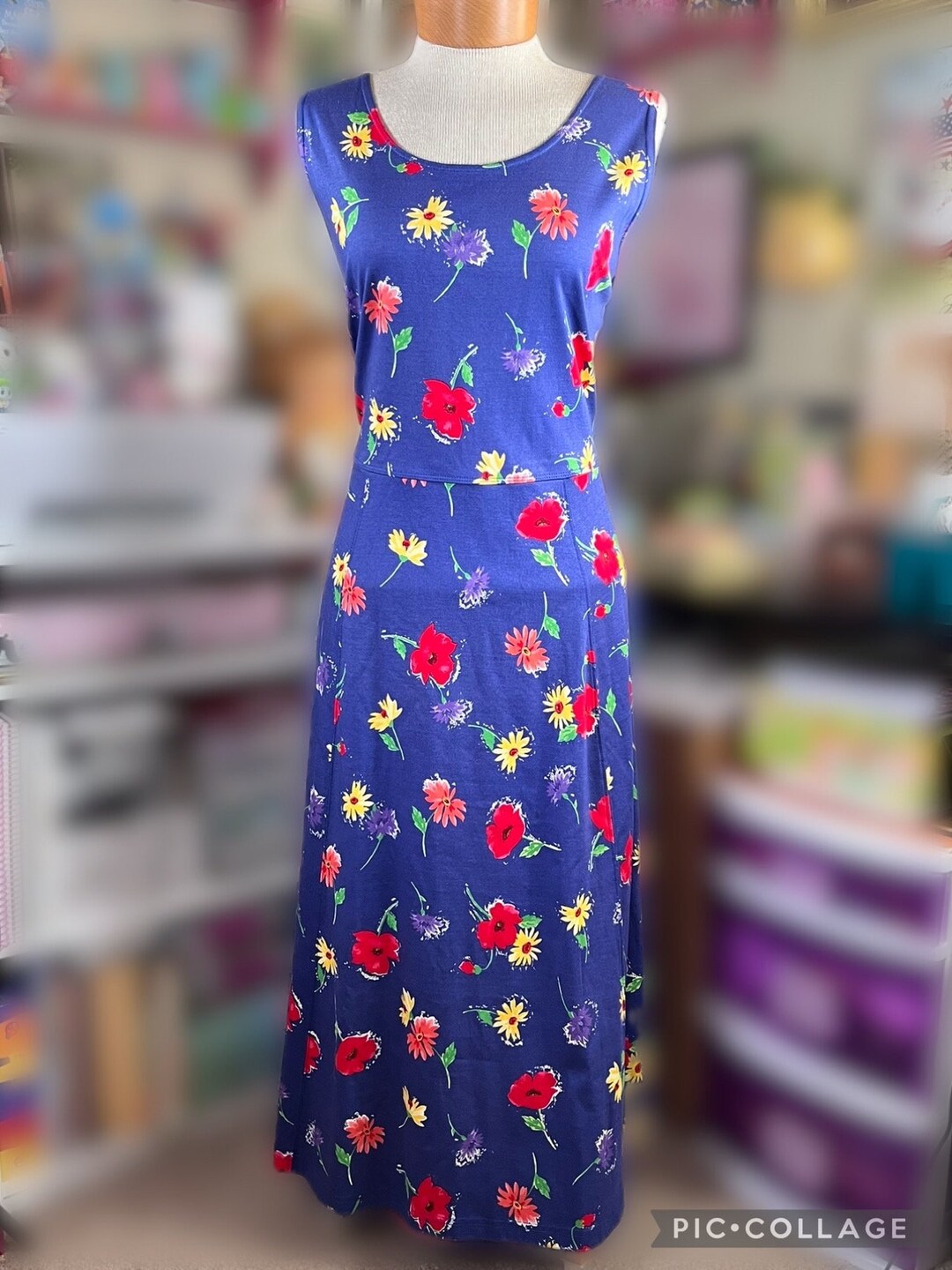 1990s Bright Floral Print Midi Dress (XS/S) main image 1