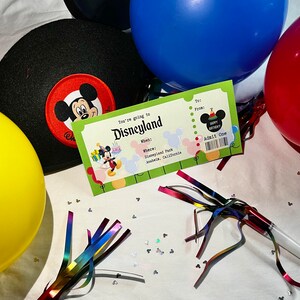 Digital, Editable Surprise Birthday Disneyland Trip Ticket