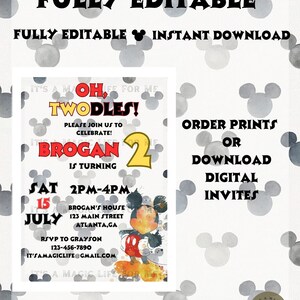 Editable Oh Twodles Birthday Invitation Template, Oh Twodles Princess Birthday Invitation, Oh Twodles Kids Party Invite,Canva digital Invite