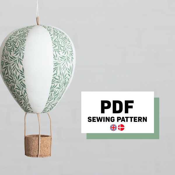 PDF sewing patterns for baby, hot air balloon mobile, diy baby gift, diy nursery, diy baby mobile, gift ideas for baby shower,nursery mobile