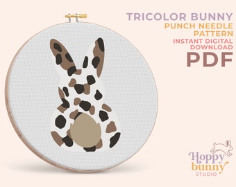 BUNNY, Punch needle pattern printable, Punch needle mug rug, Punch needle wall art, Tufting pattern, Punch needle template, Embroidery