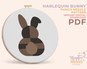 BUNNY, Punch needle pattern printable, Punch needle mug rug, Punch needle wall art, Tufting pattern, Punch needle template, Embroidery