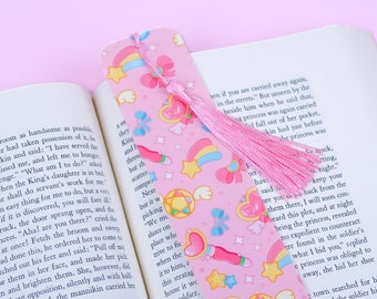 Magical Girl Aesthetic Bookmark | Pink Kawaii Fantasy Bookmark - Cute Handmade Journal Bookmark - Unique Book Gifts for Her