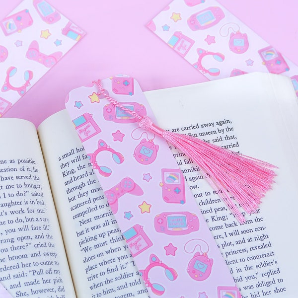 Gamer Girl Pink Aesthetic Bookmark | Kawaii Fantasy Gaming Bookmark - Cute Handmade Journal Bookmark - Unique Book Gifts for Her