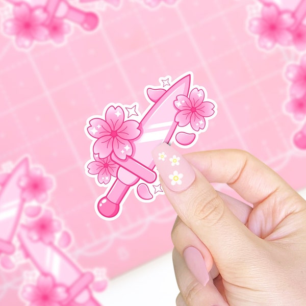 Sakura Cherry Blossom Knife - Magical Girl Sakura Knife - Kawaii Journal Flower Sticker
