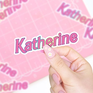 Custom Name Sticker Pink and Rainbow | Cute Personalized Name Stickers - Kawaii Aesthetic Sticker Gift